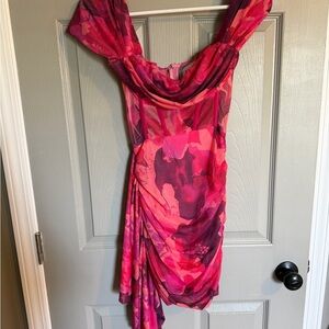 Hello Molly Pink & Magenta Floral Draped Mini Dress